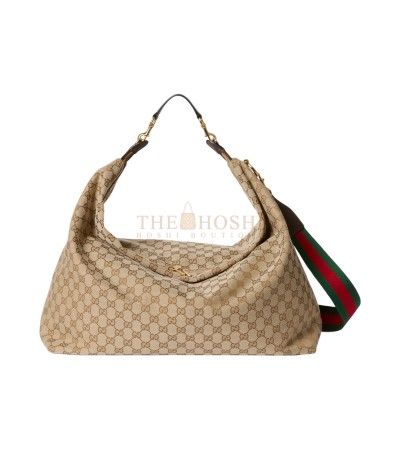 GUCCI BRERA LARGE SHOULDER BAG BEIGE EBONY GG CANVAS WITH BROWN LEATHER TRIM 45*20*38.5CM MASTER QUALITY